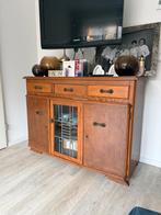 Antieke eikenhouten kast ca. 1920 – glas-in-lood – massief, Antiek en Kunst, Antiek | Meubels | Kasten, Ophalen