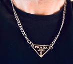 Prada ketting unisex 1 op 1, Sieraden, Tassen en Uiterlijk, Kettingen, Overige materialen, Verstelbaar, Zo goed als nieuw, Zilver