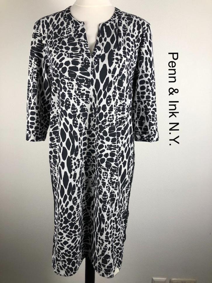 Penn & Ink N.Y. Jurk  (mt: 38) 11,5/7595, Kleding | Dames, Jurken, Zo goed als nieuw, Maat 38/40 (M), Wit, Onder de knie, Ophalen of Verzenden