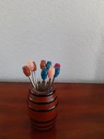 Vintage tonnetje met cocktail prikkers setje, Verzamelen, Retro, Ophalen of Verzenden, Huis en Inrichting