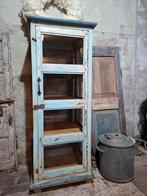 Oude vintage vitrinekast vitrine kast ibiza blauw india, Huis en Inrichting, N, N, Zo goed als nieuw, N