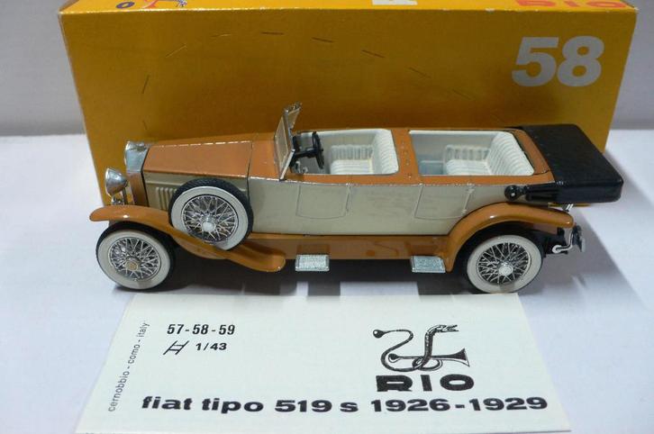 fiat tipo 519s 1926-1929 - rio models #58   1/43, Hobby en Vrije tijd, Modelauto's | 1:43, Nieuw, Auto, Overige merken, Verzenden