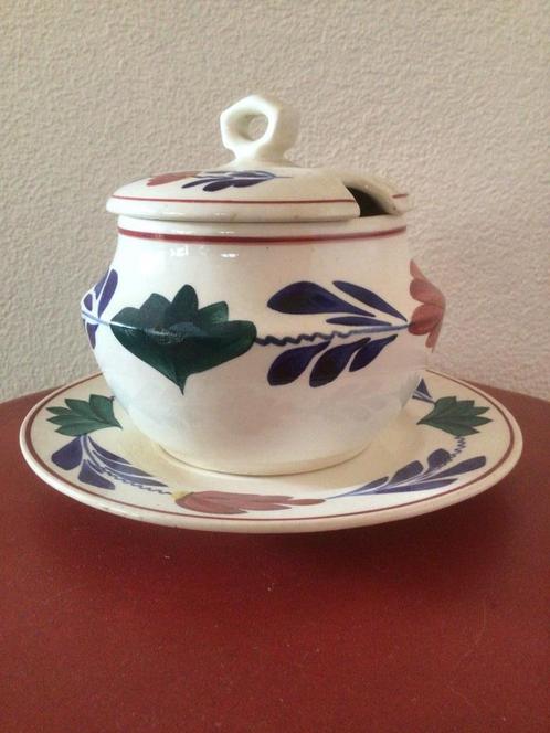 Boerenbont societe ceramique jampot met onderschotel, Antiek en Kunst, Antiek | Servies los, Ophalen of Verzenden