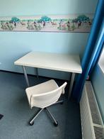 Verstelbaar bureau/tafel inclusief bureaustoel, Gebruikt, Wit, Ophalen