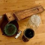 Vintage Voorwerpen Set: Sigarenplank, Helmketel, Kogelhuls, Ophalen of Verzenden, Gebruikt, Overige kleuren, Overige materialen