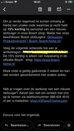 15% kortingscode Bosch stofzuiger, Tickets en Kaartjes, Kortingen en Cadeaubonnen, Eén persoon, Kortingsbon