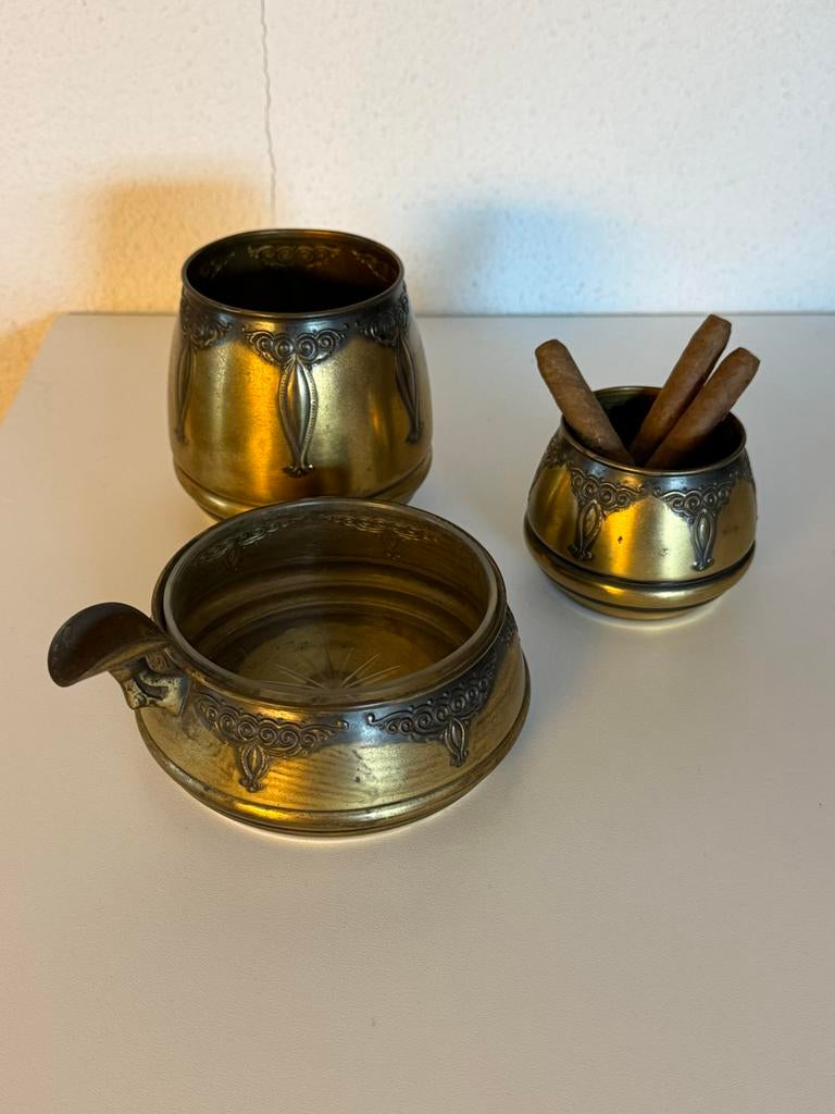 Art Deco tabakstel daalderop Holand, Ophalen of Verzenden, Brons