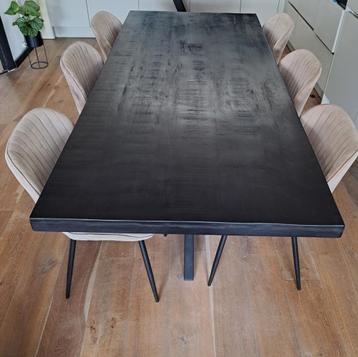 Rechthoekige eettafel zwart mango hout- 220x100 beschikbaar voor biedingen