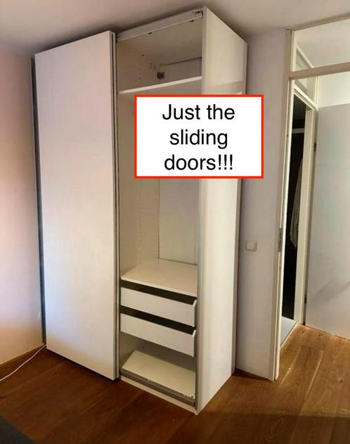 IKEA Hasvik schuifdeuren – wit, 150x236 cm, Huis en Inrichting, Kasten | Kledingkasten, Zo goed als nieuw, 200 cm of meer, 100 tot 150 cm
