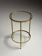 Vintage bijzettafel goud glas, Antiek en Kunst, Ophalen