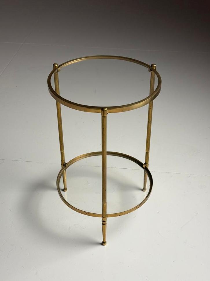 Vintage bijzettafel goud glas, Antiek en Kunst, Antiek | Meubels | Tafels, Ophalen