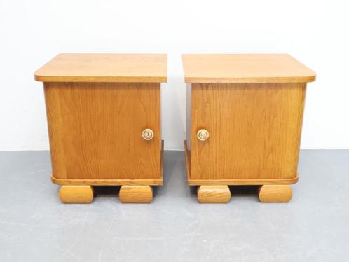 Vintage nachtkastjes eiken jaren '50, Huis en Inrichting, Slaapkamer | Nachtkastjes, Gebruikt, Minder dan 55 cm, Minder dan 45 cm