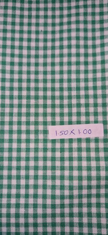 Groene Katoenen Quiltstof - Ruitje 1.50x1.00m beschikbaar voor biedingen