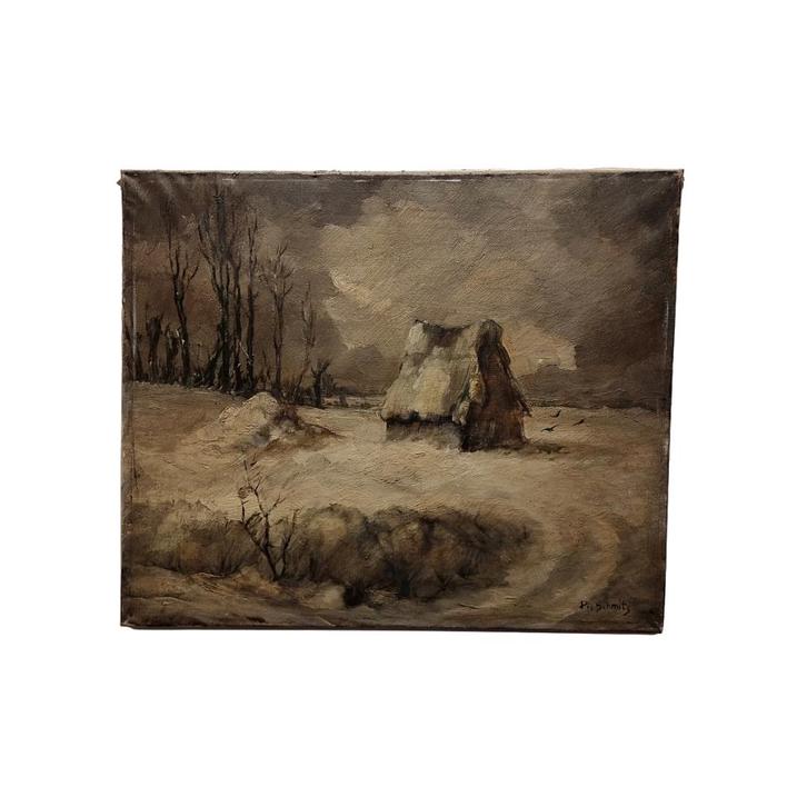 Winterlandschap van Pie Schmitz 1904-1972. jaren 50/60, Antiek en Kunst, Kunst | Schilderijen | Klassiek, Ophalen of Verzenden