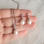 Zoetwaterparel sieraden set, ketting + oorbellen, Overige materialen, Verzenden, Nieuw, Nvt