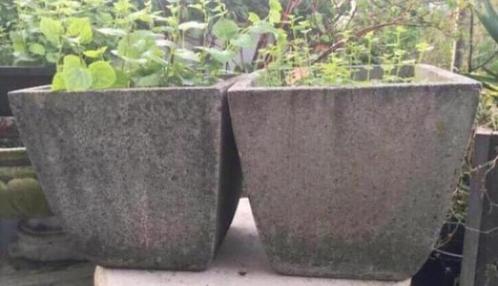 Grote grijze zware bloempotten plantenbakken 30cm, Tuin en Terras, Bloempotten, Zo goed als nieuw, Beton, Binnen, Balkon, Tuin