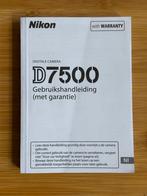 Nikon D7500 Handleiding nederlandstalig, Boeken, Ophalen of Verzenden, Zo goed als nieuw