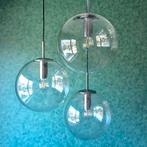 XL Vintage 70s Globe Hanglamp Glashutte Limburg. Ø 3 x 30 CM, Ophalen, Zo goed als nieuw, Glas, Mid Century Modern
