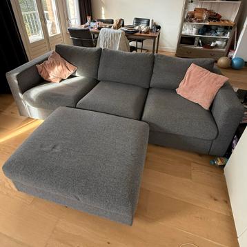 VIMLE - driezitsbank IKEA - medium grijs - inclusief poef