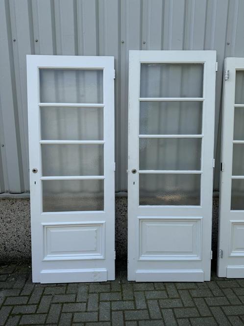 2 prachtige antieke binnendeuren met glas, Doe-het-zelf en Verbouw, Deuren en Horren, Zo goed als nieuw, Binnendeur, 200 tot 215 cm