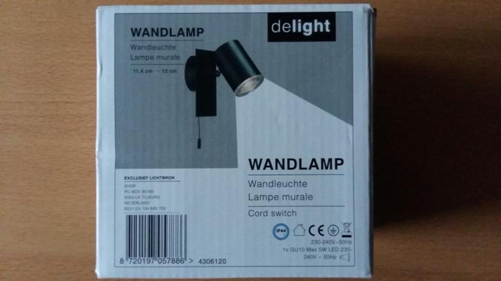 nieuw zwart wandlampje met trekschakelaar GU10, Huis en Inrichting, Lampen | Wandlampen, Nieuw, Metaal, Ophalen of Verzenden