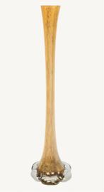 Prachtige 53cm hoge vintage glazen vaas bruin okergeel, Huis en Inrichting, Woonaccessoires | Vazen, Ophalen, Overige kleuren
