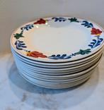 Oude Boerenbont Boterhamborden - Gestempeld, Huis en Inrichting, Gebruikt, Ophalen of Verzenden, Bord(en), Aardewerk