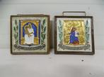 A6435. Porceleyne Fles Cloisonné tegels 2x, Antiek en Kunst, Antiek | Wandborden en Tegels, Ophalen of Verzenden