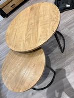 Bijzettafels Mink - mangohout - set van 2, Huis en Inrichting, Tafels | Salontafels, Ophalen, 50 tot 100 cm, Rond, Nieuw