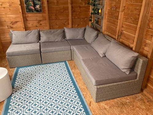 Nieuwe wicker loungeset, hoek opstelling, taupe en grijs, Tuin en Terras, Tuinsets en Loungesets, Zo goed als nieuw, Loungeset