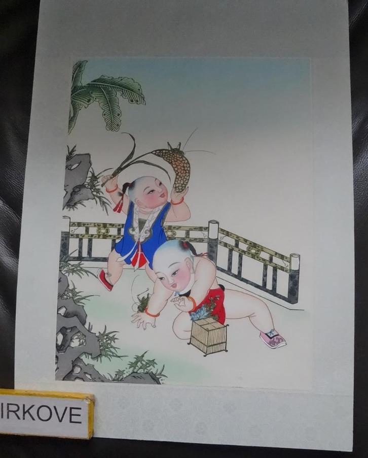 AQUAREL KREKELS VANGEN * Chinees *, Antiek en Kunst, Kunst | Niet-Westerse kunst, Verzenden