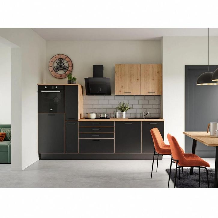 keuken zwart nieuw 280 cm beste deal besparing 416 euro, Huis en Inrichting, Keuken | Complete keukens, Nieuw, Enkelwandige keuken
