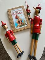 Pinokkio set met Boek en 3 houten speel poppen., Gebruikt, Ophalen of Verzenden