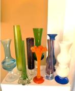 Vintage beeldige set vaasjes oranje blauw groen wit CHCS, Antiek en Kunst, Ophalen of Verzenden