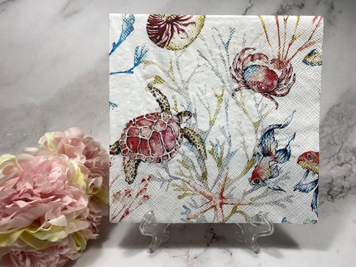 Knutsel servetten schildpad krab vis decoupage nr Z1, Hobby en Vrije tijd, Knutselen, Nieuw, Materiaal, Ophalen of Verzenden