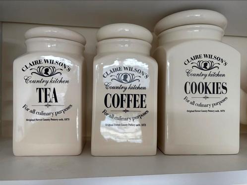 Claire Wilson’s TEA, COFFEE en COOKIES potten, Huis en Inrichting, Keuken | Potten en Pannen, Zo goed als nieuw, Pot, Bus of Blik