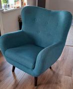 Zeer nette petrolblauw/groene fauteuil, Huis en Inrichting, Fauteuils, Ophalen, 75 tot 100 cm, Zo goed als nieuw, 75 tot 100 cm