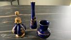 Vaasjes/parfumflesje Kobalt blauw met goud, Ophalen of Verzenden