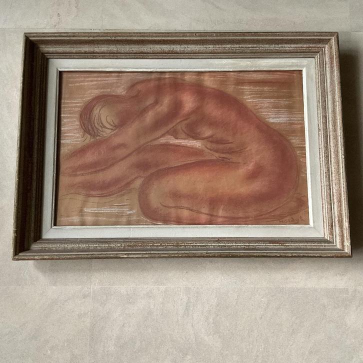Pastelkrijttekening naakt dame gesign Gerard Hordijk ca 1930, Antiek en Kunst, Kunst | Schilderijen | Klassiek, Ophalen of Verzenden