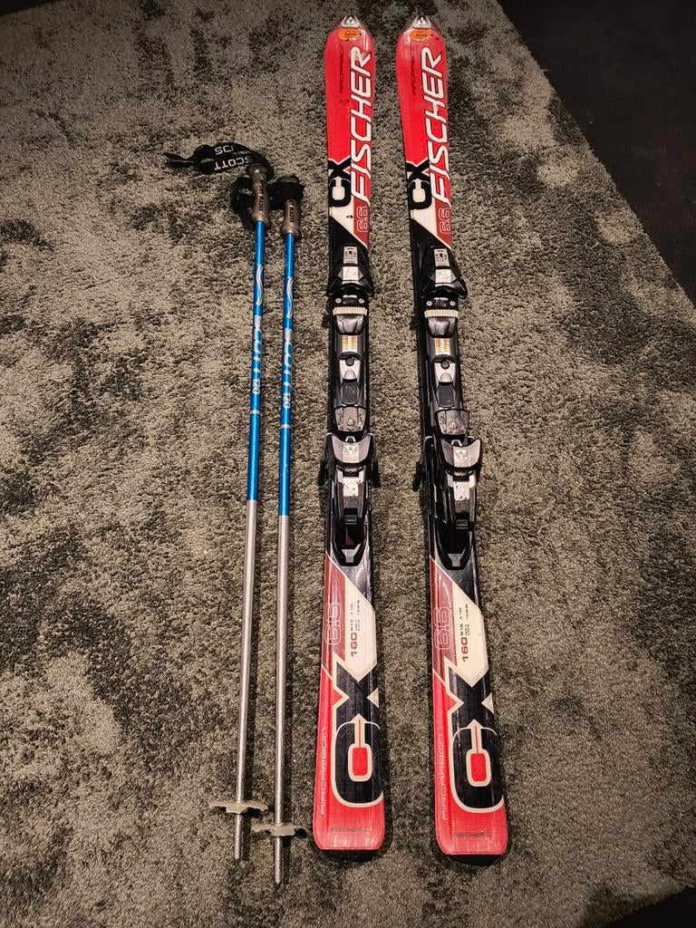 Fischer Ski's 160cm met Stokken 120cm, 160 tot 180 cm, Ophalen of Verzenden, Carve, Skiën