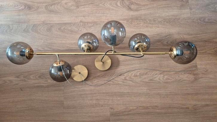 Moderne Hanglamp met glazen bollen compleet met lampjes, Huis en Inrichting, Lampen | Hanglampen, Zo goed als nieuw, 75 cm of meer