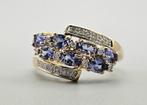 Gouden Vintage ring edelsteen tanzaniet en diamant. 2025/410, ., Paars, Ophalen of Verzenden, Zo goed als nieuw
