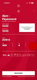 1kaart Ajax-Feijenoord, Tickets en Kaartjes, Eén persoon