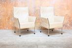 ZGAN 2 cremekleurige leren Montis Charly design fauteuils, Huis en Inrichting, Fauteuils, Montis, Minder dan 75 cm, Design, Montis