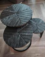 Salontafel Set Visgraat Rond - 3 stuks, Huis en Inrichting, Ophalen, Minder dan 45 cm, Minder dan 55 cm, Rond