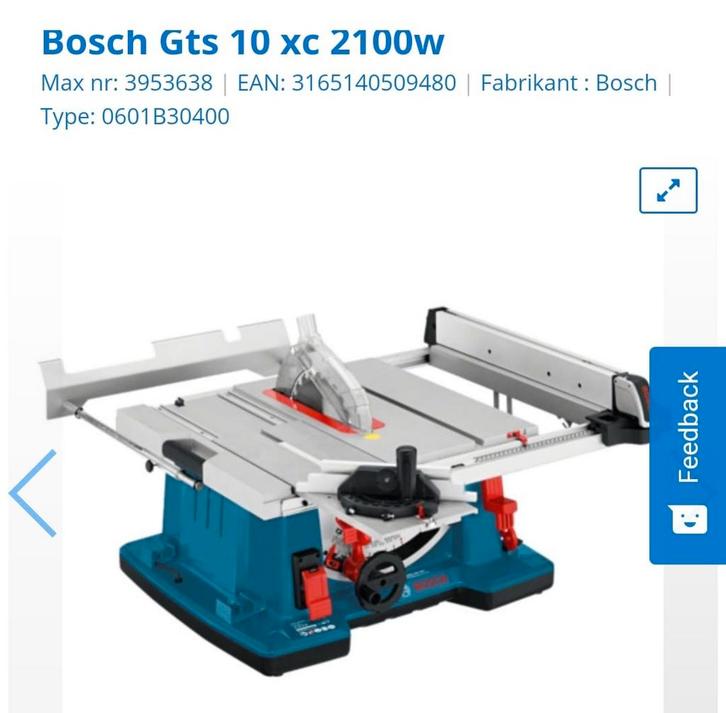 Bosch GTS 10 XC Tafelzaag - Zo goed als nieuw!, Doe-het-zelf en Verbouw, Gereedschap | Zaagmachines, Zo goed als nieuw, Cirkelzaag