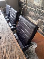 3 leren stoelen black wash leer zwart antraciet, Ophalen, Zo goed als nieuw, Zwart, Leer