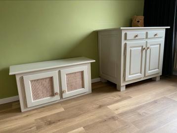 Mooie commode en bovenkast (kan ook los op de grond) beschikbaar voor biedingen