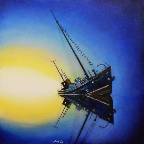 “Ergens in de zee” Schilderij, Antiek en Kunst, Kunst | Schilderijen | Modern, Verzenden