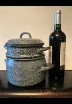 Een leuke rijst stomer van gewolkt emaille. Grijs met wit., Huis en Inrichting, Keuken | Potten en Pannen, Ophalen of Verzenden